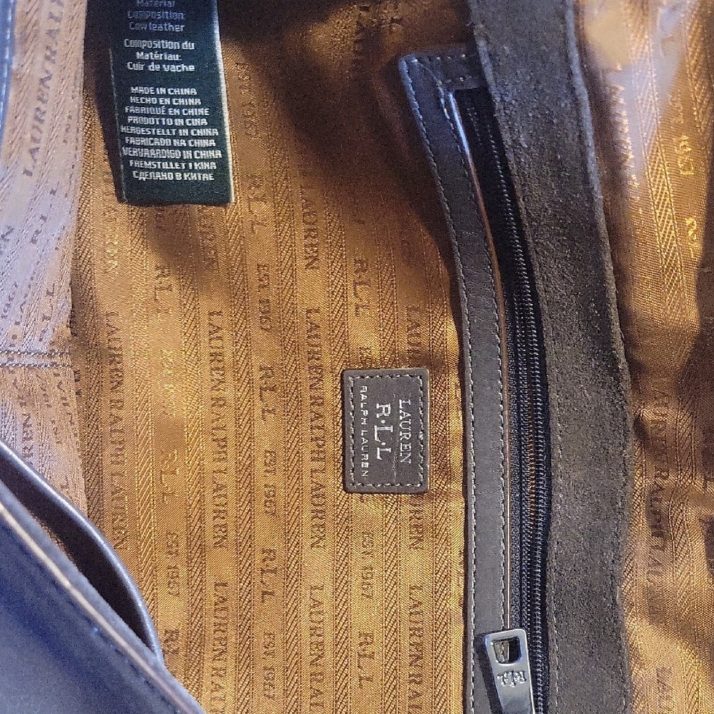Ralph Lauren Dark Gray Leather Messenger Bag - Picture 5 of 5